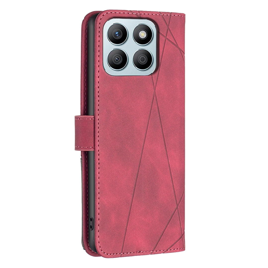 Honor X8b Rhombus Texture Leather Phone Case with Magnetic Buckle and Card Holder