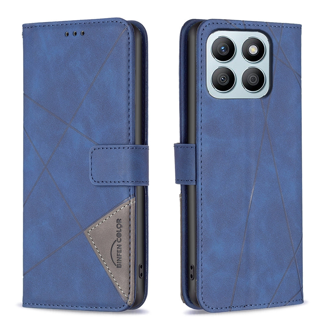 Honor X8b Rhombus Texture Leather Phone Case with Magnetic Buckle and Card Holder