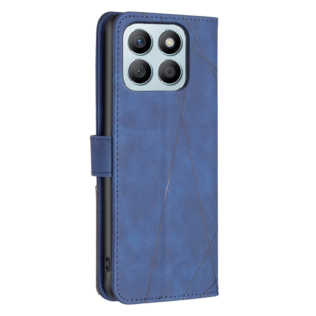 Honor X8b Rhombus Texture Leather Phone Case with Magnetic Buckle and Card Holder