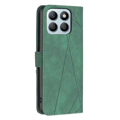 Honor X8b Rhombus Texture Leather Phone Case with Magnetic Buckle and Card Holder