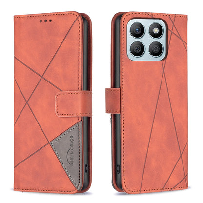 Honor X8b Rhombus Texture Leather Phone Case with Magnetic Buckle and Card Holder