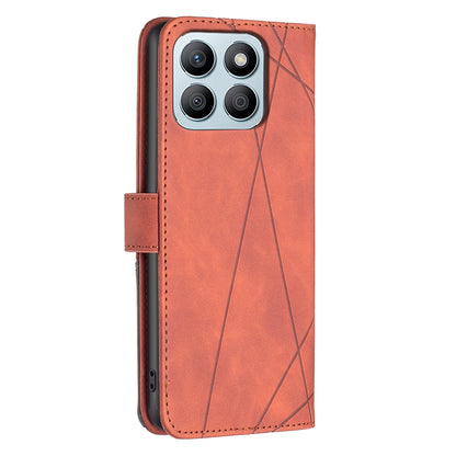 Honor X8b Rhombus Texture Leather Phone Case with Magnetic Buckle and Card Holder