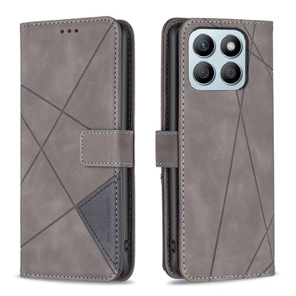 Honor X8b Rhombus Texture Leather Phone Case with Magnetic Buckle and Card Holder