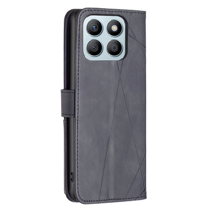 Honor X8b Rhombus Texture Leather Phone Case with Magnetic Buckle and Card Holder