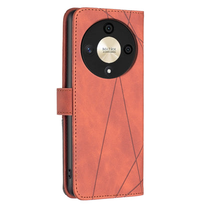 Honor X9b Rhombus Texture Leather Phone Case with Magnetic Buckle and Card Holder