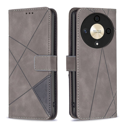 Honor X9b Rhombus Texture Leather Phone Case with Magnetic Buckle and Card Holder