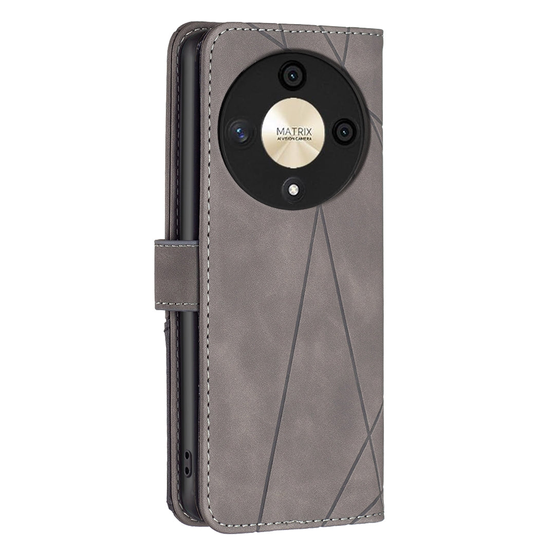 Honor X9b Rhombus Texture Leather Phone Case with Magnetic Buckle and Card Holder