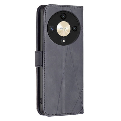 Honor X9b Rhombus Texture Leather Phone Case with Magnetic Buckle and Card Holder