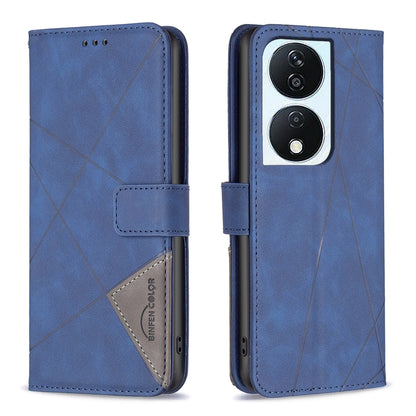 Honor X7b Rhombus Texture Leather Phone Case with Magnetic Buckle and Card Holder