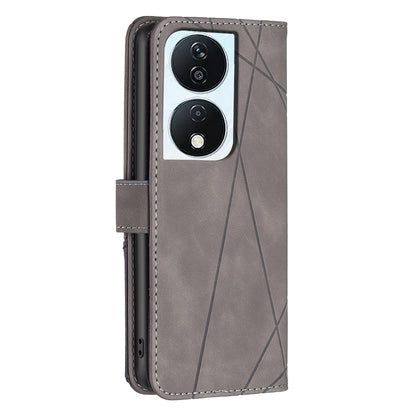 Honor X7b Rhombus Texture Leather Phone Case with Magnetic Buckle and Card Holder