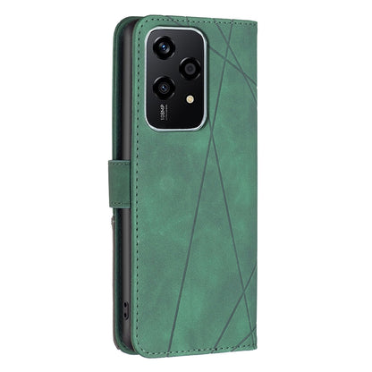 Honor 200 Lite Global Rhombus Texture Leather Phone Case with Magnetic Buckle and Card Holder