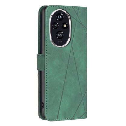 Honor 200 Rhombus Texture Leather Phone Case with Magnetic Buckle and Card Holder