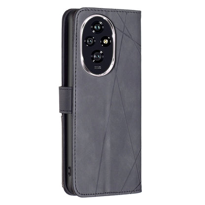 Honor 200 Rhombus Texture Leather Phone Case with Magnetic Buckle and Card Holder