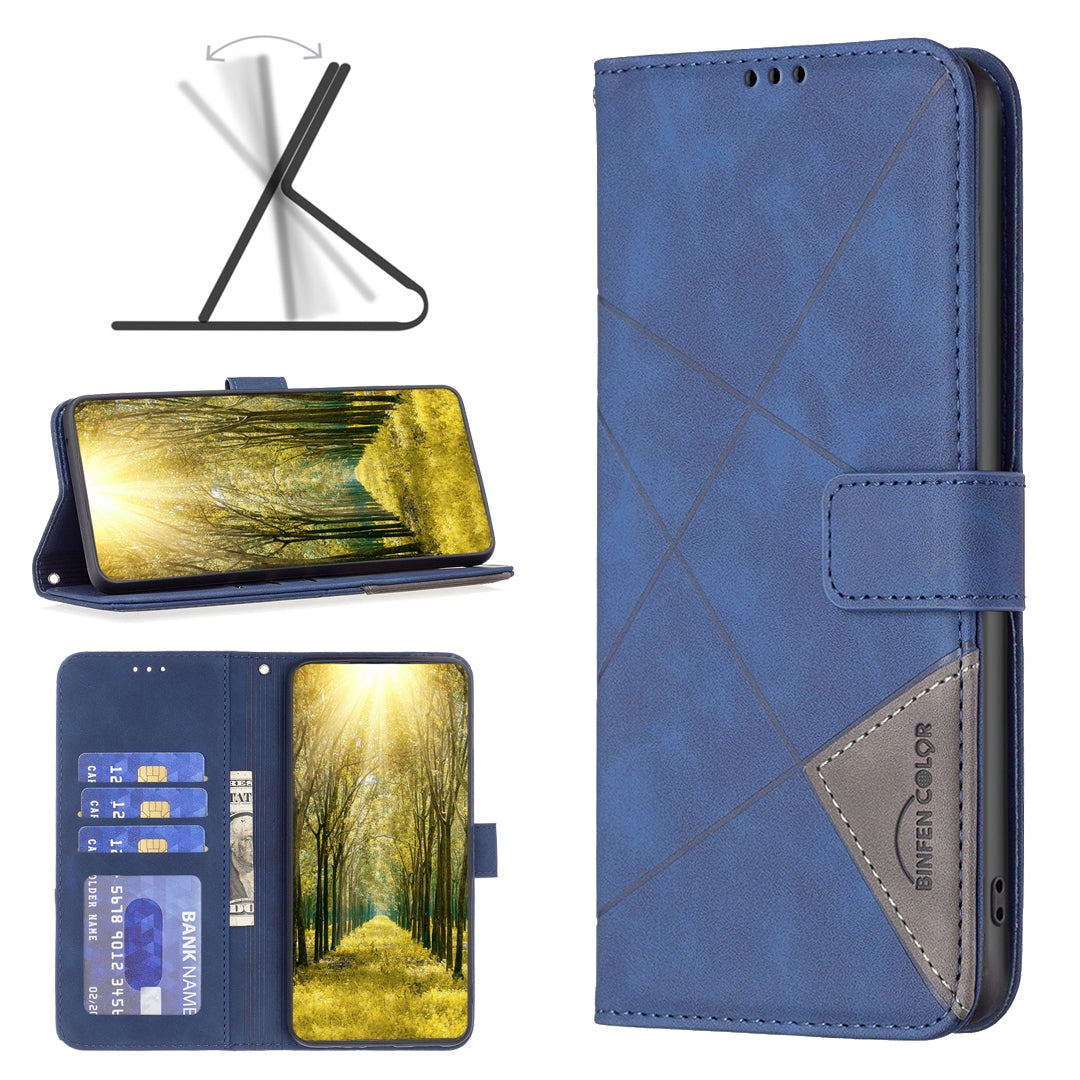 Honor 200 Pro Rhombus Texture Leather Phone Case with Magnetic Buckle and Card Holder