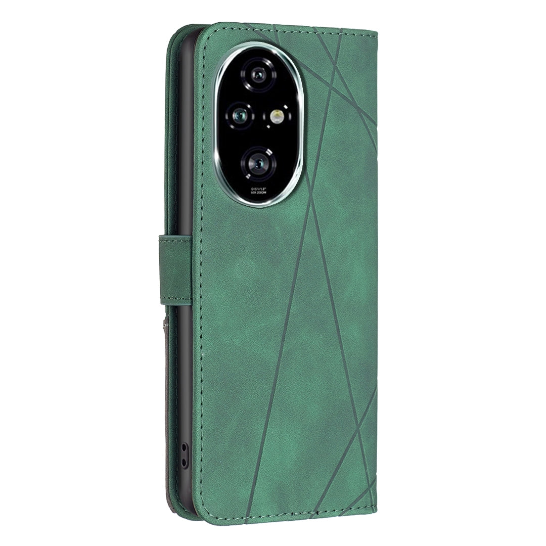 Honor 200 Pro Rhombus Texture Leather Phone Case with Magnetic Buckle and Card Holder