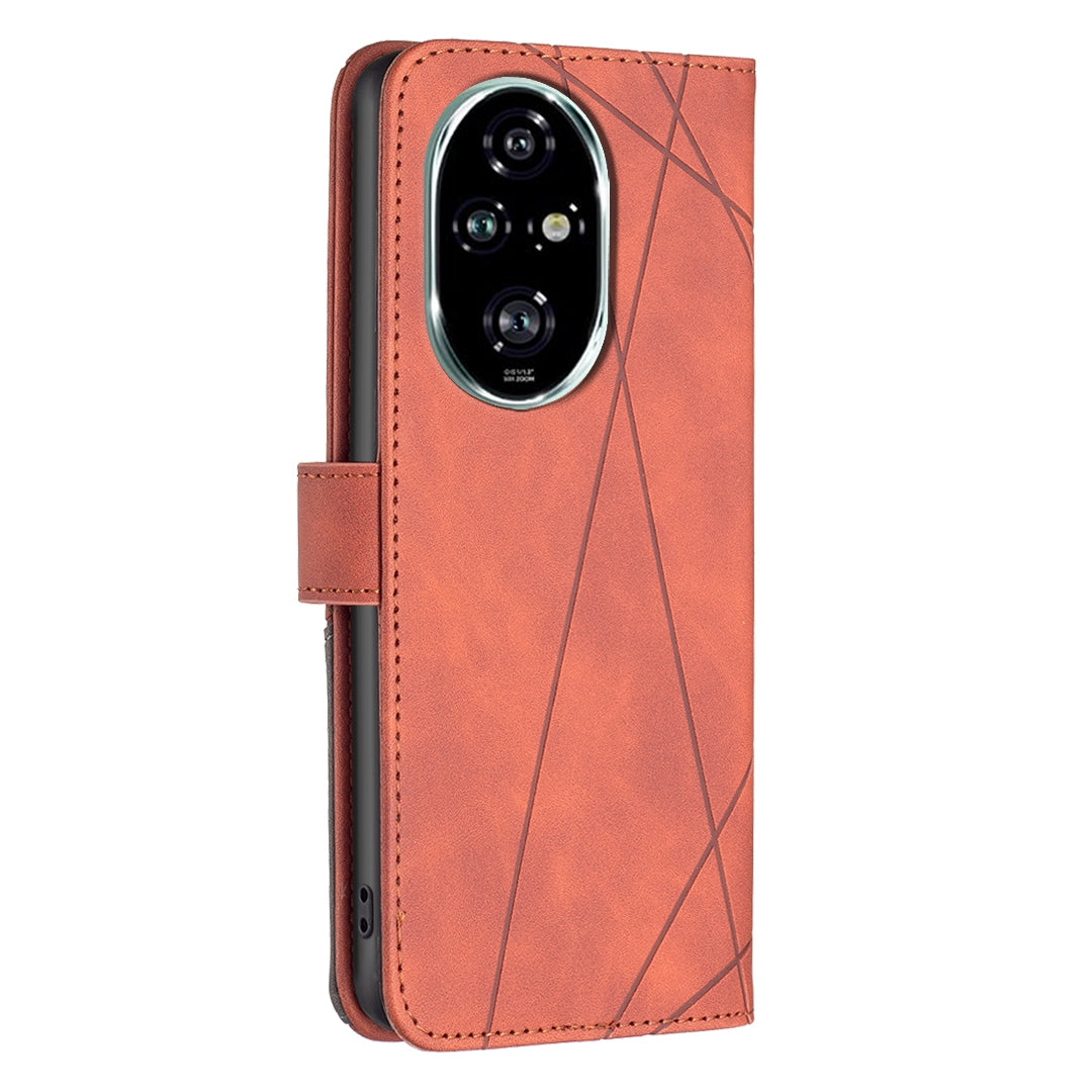 Honor 200 Pro Rhombus Texture Leather Phone Case with Magnetic Buckle and Card Holder