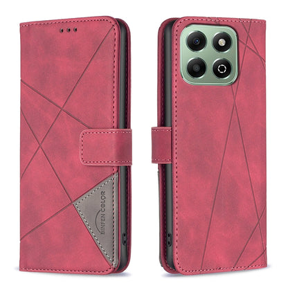 Honor X6b Rhombus Texture Leather Phone Case with Magnetic Buckle and Card Holder