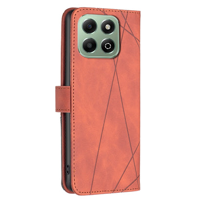 Honor X6b Rhombus Texture Leather Phone Case with Magnetic Buckle and Card Holder