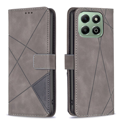 Honor X6b Rhombus Texture Leather Phone Case with Magnetic Buckle and Card Holder