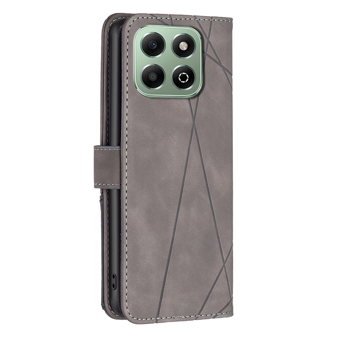 Honor X6b Rhombus Texture Leather Phone Case with Magnetic Buckle and Card Holder