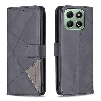 Honor X6b Rhombus Texture Leather Phone Case with Magnetic Buckle and Card Holder