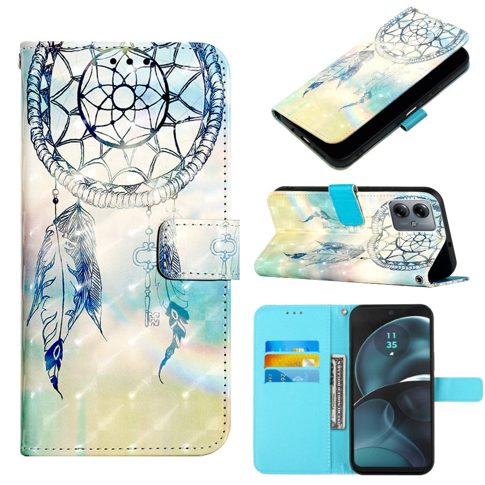 Motorola Moto G14 Leather Flip Phone Case with 3D Painted Design, Card Holder, Wallet & Stand Function - Durable Protection & Easy Access