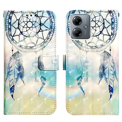Motorola Moto G14 Leather Flip Phone Case with 3D Painted Design, Card Holder, Wallet & Stand Function - Durable Protection & Easy Access