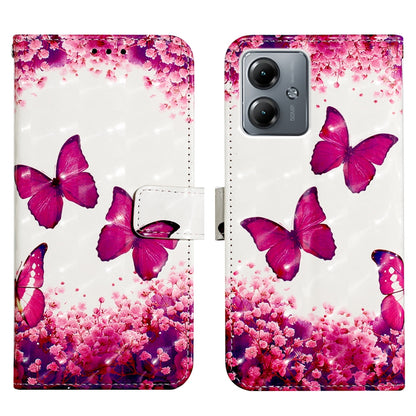 Motorola Moto G14 Leather Flip Phone Case with 3D Painted Design, Card Holder, Wallet & Stand Function - Durable Protection & Easy Access