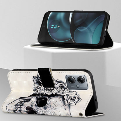Motorola Moto G14 Leather Flip Phone Case with 3D Painted Design, Card Holder, Wallet & Stand Function - Durable Protection & Easy Access