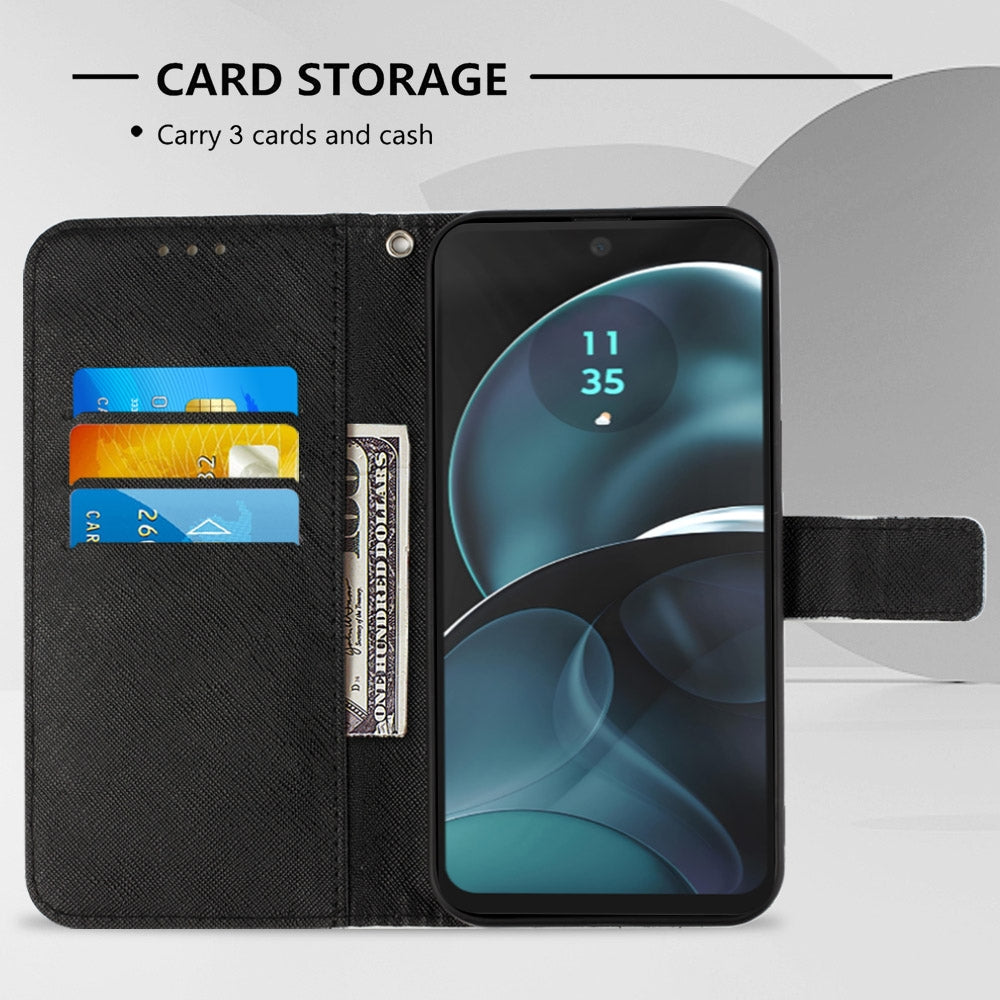 Motorola Moto G14 Leather Flip Phone Case with 3D Painted Design, Card Holder, Wallet & Stand Function - Durable Protection & Easy Access