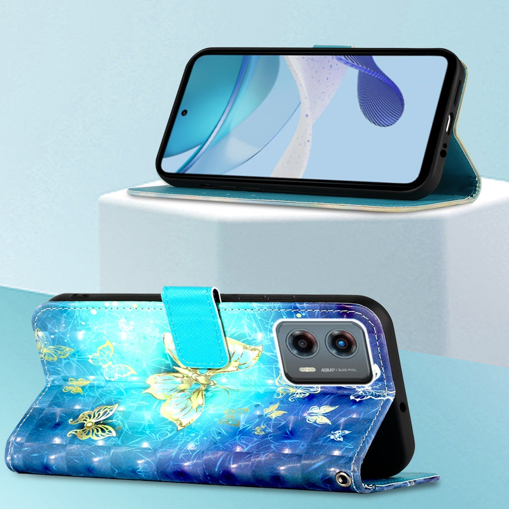 Motorola Moto G 5G 2023 Leather Flip Phone Case with 3D Painted Design, Card Holder, Wallet & Stand Function - Durable Protection & Easy Access