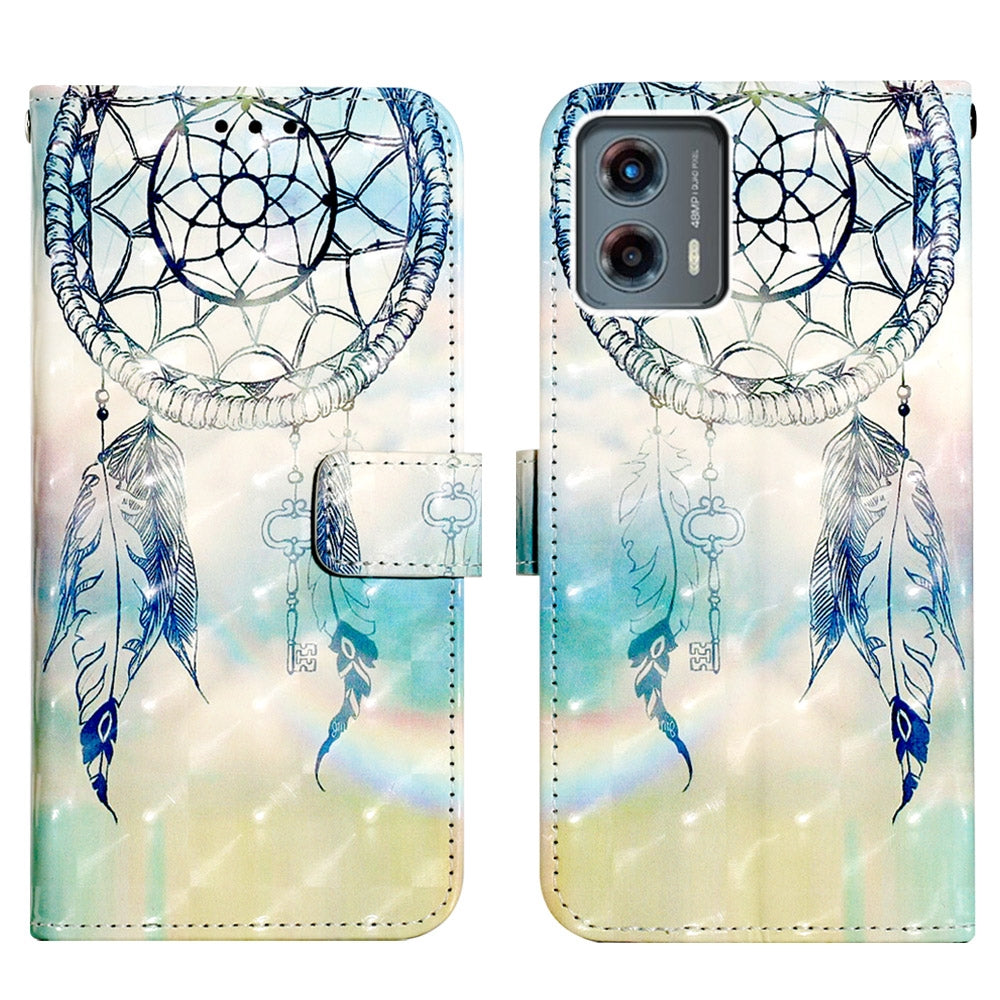 Motorola Moto G 5G 2023 Leather Flip Phone Case with 3D Painted Design, Card Holder, Wallet & Stand Function - Durable Protection & Easy Access