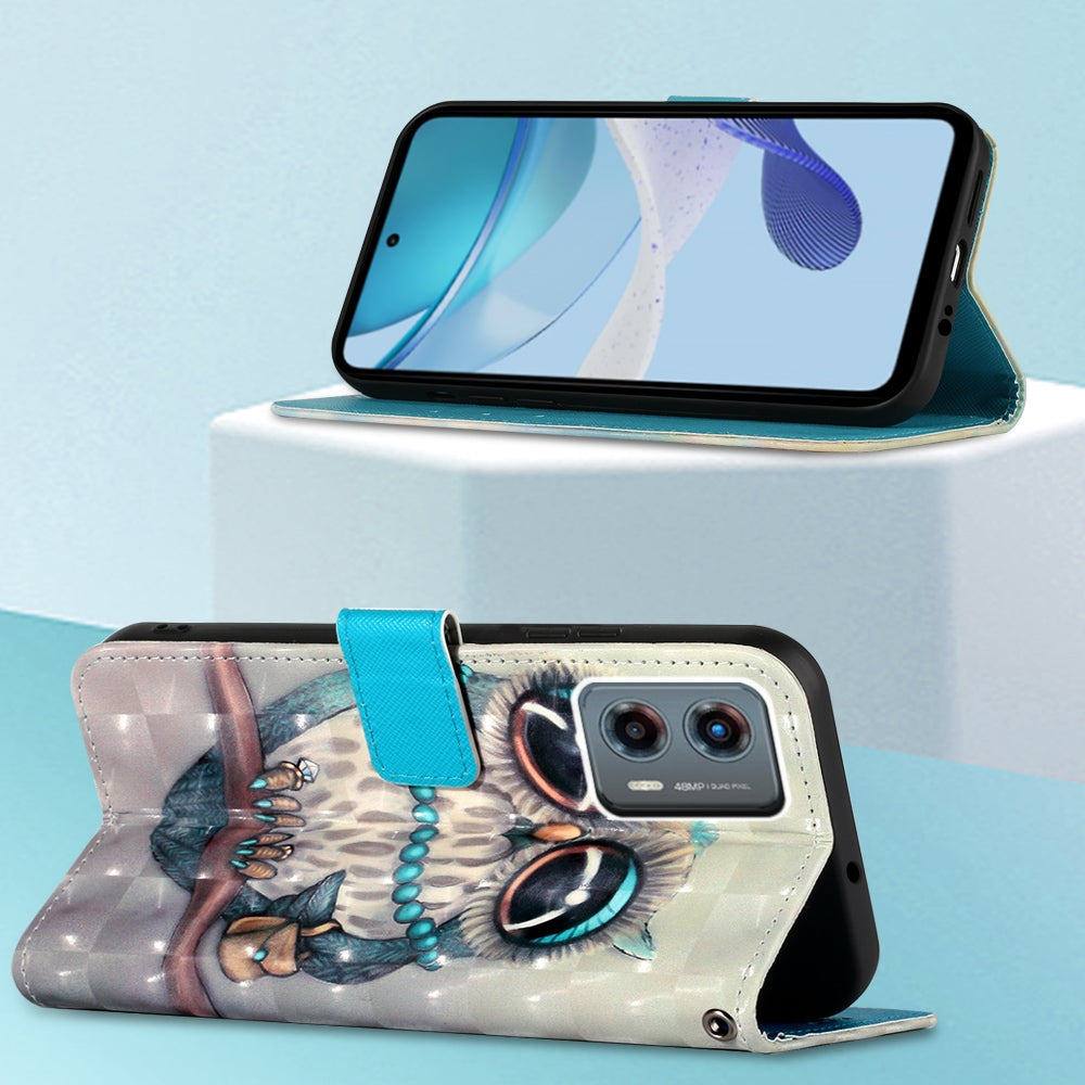 Motorola Moto G 5G 2023 Leather Flip Phone Case with 3D Painted Design, Card Holder, Wallet & Stand Function - Durable Protection & Easy Access