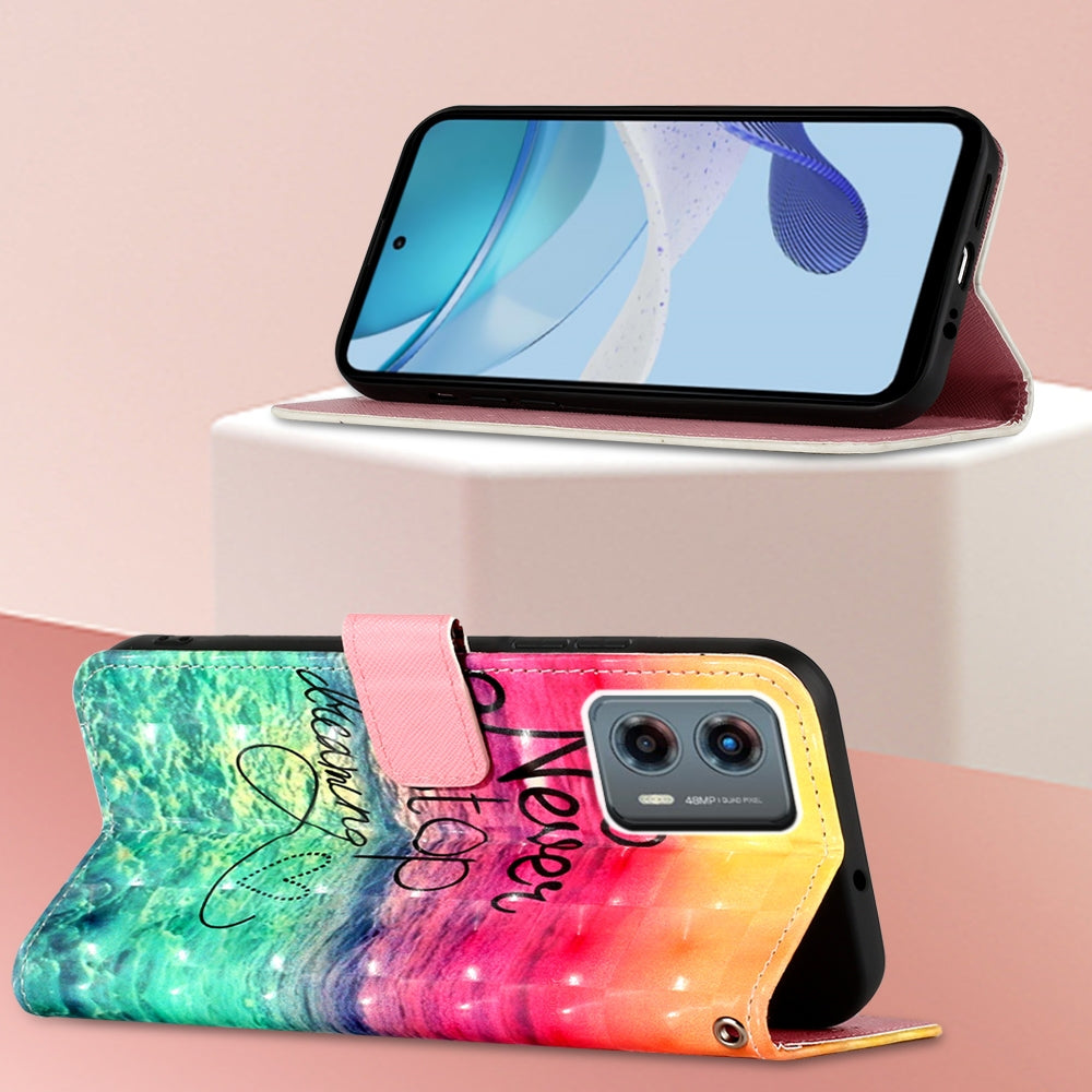 Motorola Moto G 5G 2023 Leather Flip Phone Case with 3D Painted Design, Card Holder, Wallet & Stand Function - Durable Protection & Easy Access