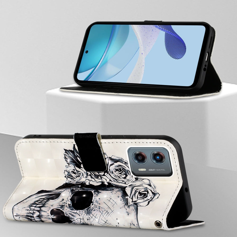 Motorola Moto G 5G 2023 Leather Flip Phone Case with 3D Painted Design, Card Holder, Wallet & Stand Function - Durable Protection & Easy Access