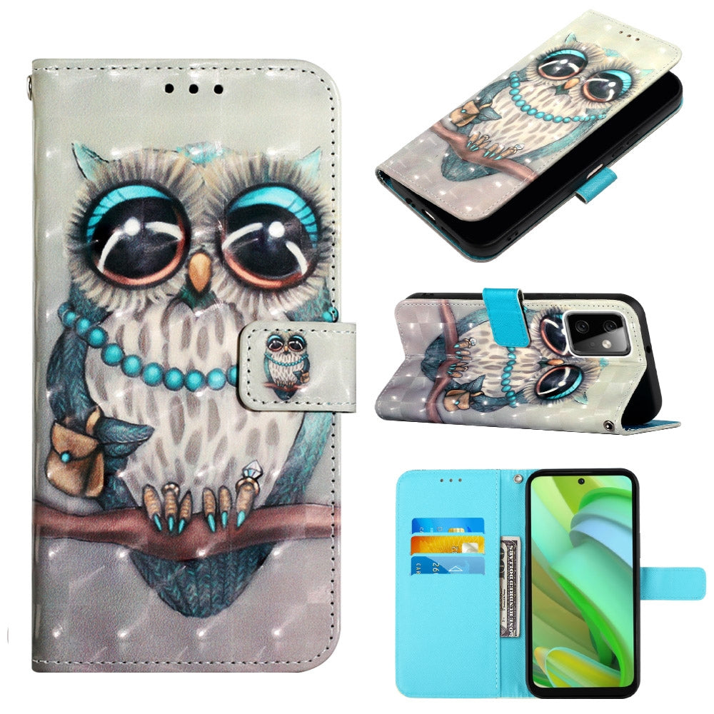 Motorola Moto G Power 2023 Leather Flip Phone Case with 3D Painted Design, Card Holder, Wallet & Stand Function - Durable Protection & Easy Access