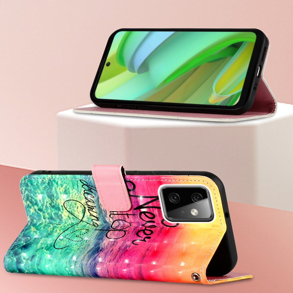 Motorola Moto G Power 2023 Leather Flip Phone Case with 3D Painted Design, Card Holder, Wallet & Stand Function - Durable Protection & Easy Access