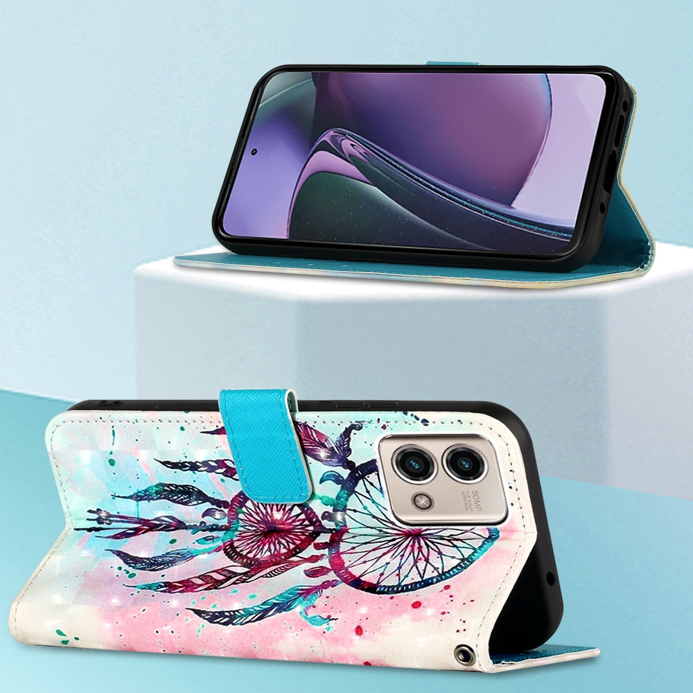 Motorola Moto G Stylus 5G 2023 Leather Flip Phone Case with 3D Painted Design, Card Holder, Wallet & Stand Function - Durable Protection & Easy Access