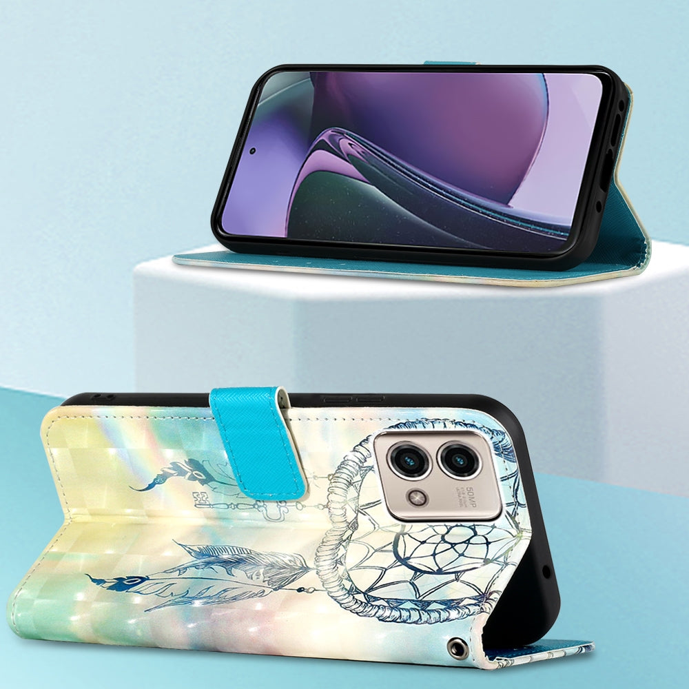 Motorola Moto G Stylus 5G 2023 Leather Flip Phone Case with 3D Painted Design, Card Holder, Wallet & Stand Function - Durable Protection & Easy Access