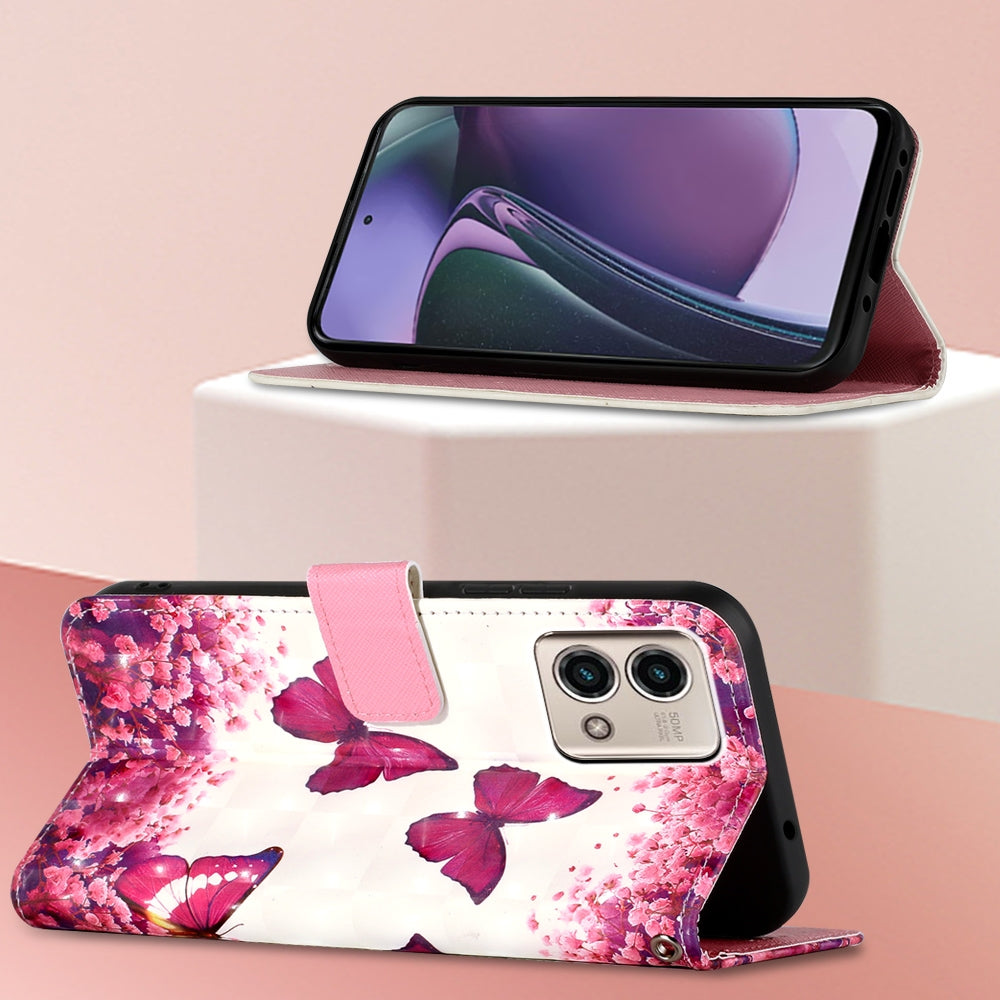 Motorola Moto G Stylus 5G 2023 Leather Flip Phone Case with 3D Painted Design, Card Holder, Wallet & Stand Function - Durable Protection & Easy Access