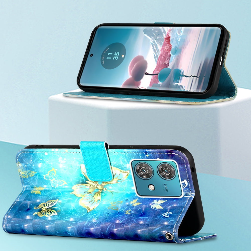 Motorola Edge 40 Neo Leather Flip Phone Case with 3D Painted Design, Card Holder, Wallet & Stand Function - Durable Protection & Easy Access