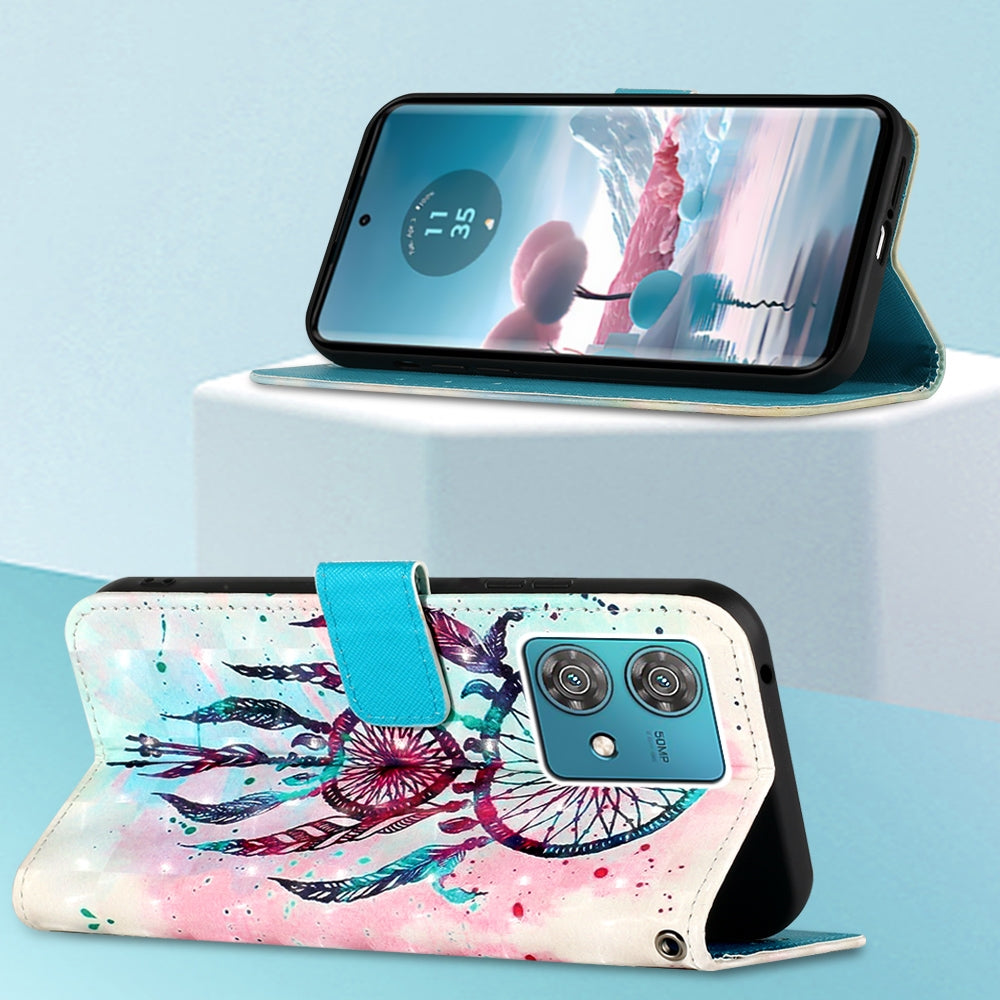 Motorola Edge 40 Neo Leather Flip Phone Case with 3D Painted Design, Card Holder, Wallet & Stand Function - Durable Protection & Easy Access