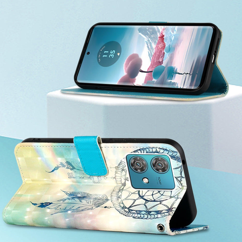 Motorola Edge 40 Neo Leather Flip Phone Case with 3D Painted Design, Card Holder, Wallet & Stand Function - Durable Protection & Easy Access