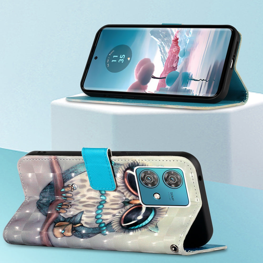 Motorola Edge 40 Neo Leather Flip Phone Case with 3D Painted Design, Card Holder, Wallet & Stand Function - Durable Protection & Easy Access