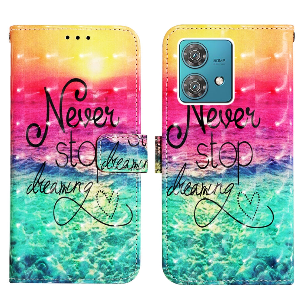 Motorola Edge 40 Neo Leather Flip Phone Case with 3D Painted Design, Card Holder, Wallet & Stand Function - Durable Protection & Easy Access