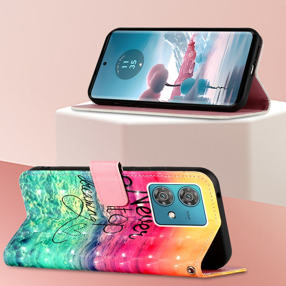Motorola Edge 40 Neo Leather Flip Phone Case with 3D Painted Design, Card Holder, Wallet & Stand Function - Durable Protection & Easy Access