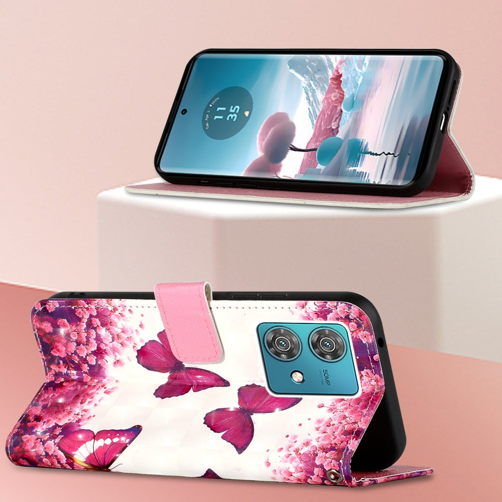 Motorola Edge 40 Neo Leather Flip Phone Case with 3D Painted Design, Card Holder, Wallet & Stand Function - Durable Protection & Easy Access