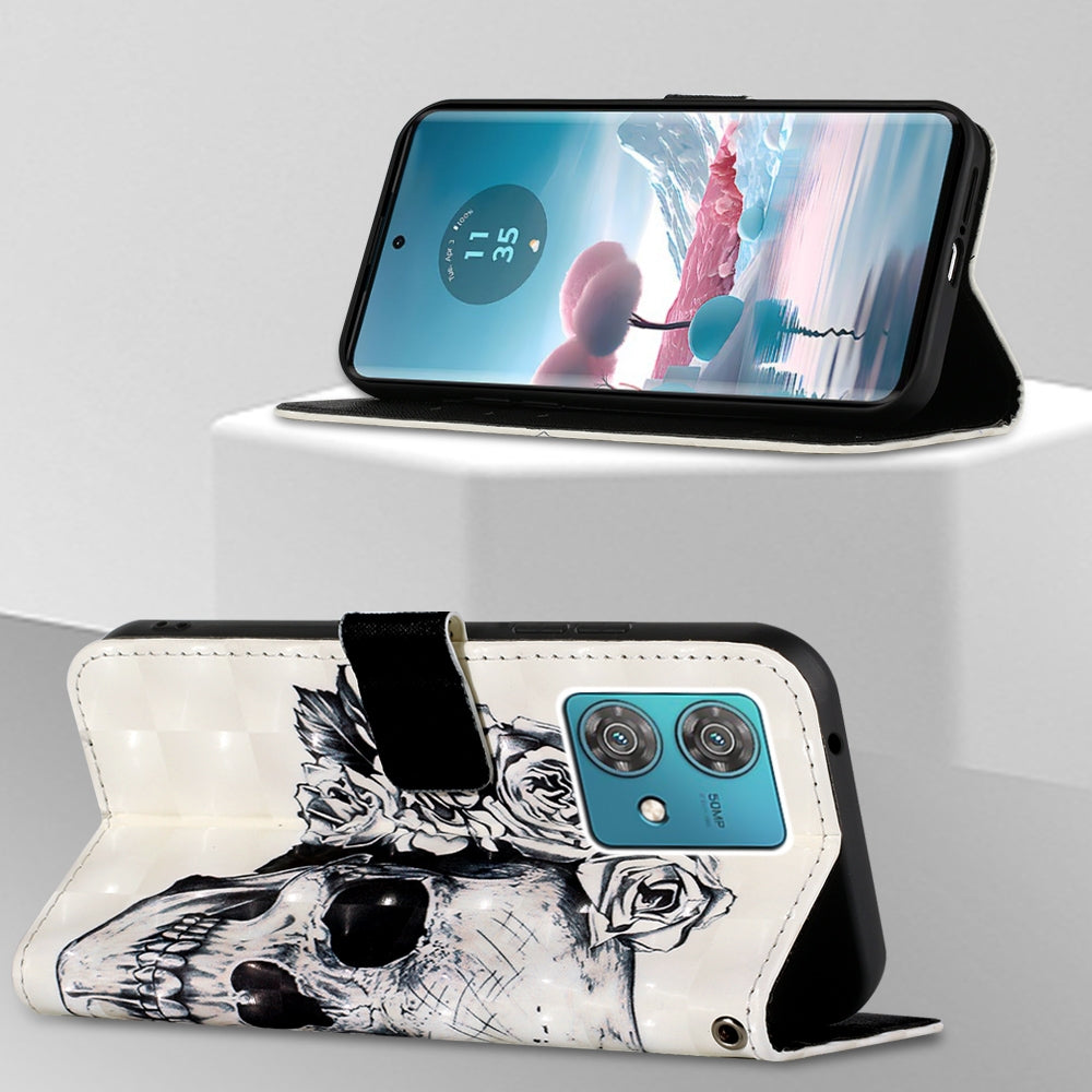 Motorola Edge 40 Neo Leather Flip Phone Case with 3D Painted Design, Card Holder, Wallet & Stand Function - Durable Protection & Easy Access