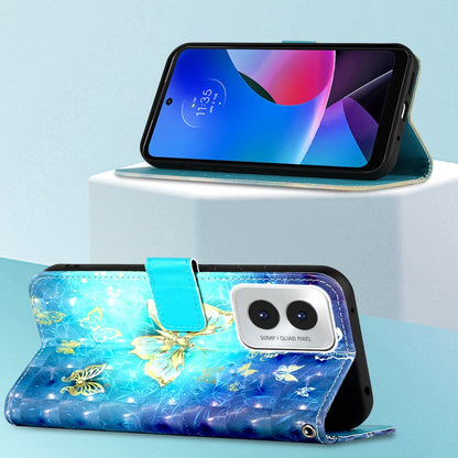 Motorola Moto G Play 4G 2024 Leather Flip Phone Case with 3D Painted Design, Card Holder, Wallet & Stand Function - Durable Protection & Easy Access