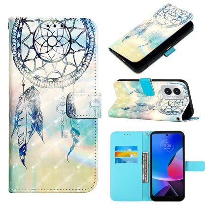 Motorola Moto G Play 4G 2024 Leather Flip Phone Case with 3D Painted Design, Card Holder, Wallet & Stand Function - Durable Protection & Easy Access
